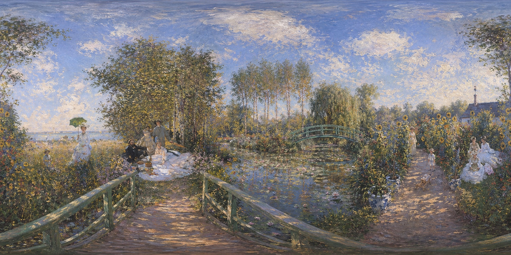 حديقة زنابق الماء لمونيه — GPT Image 2 Panorama 示例