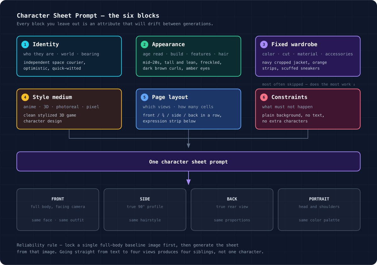 AI Character Sheet Prompts: Turnarounds, Expression Sheets & Consistency