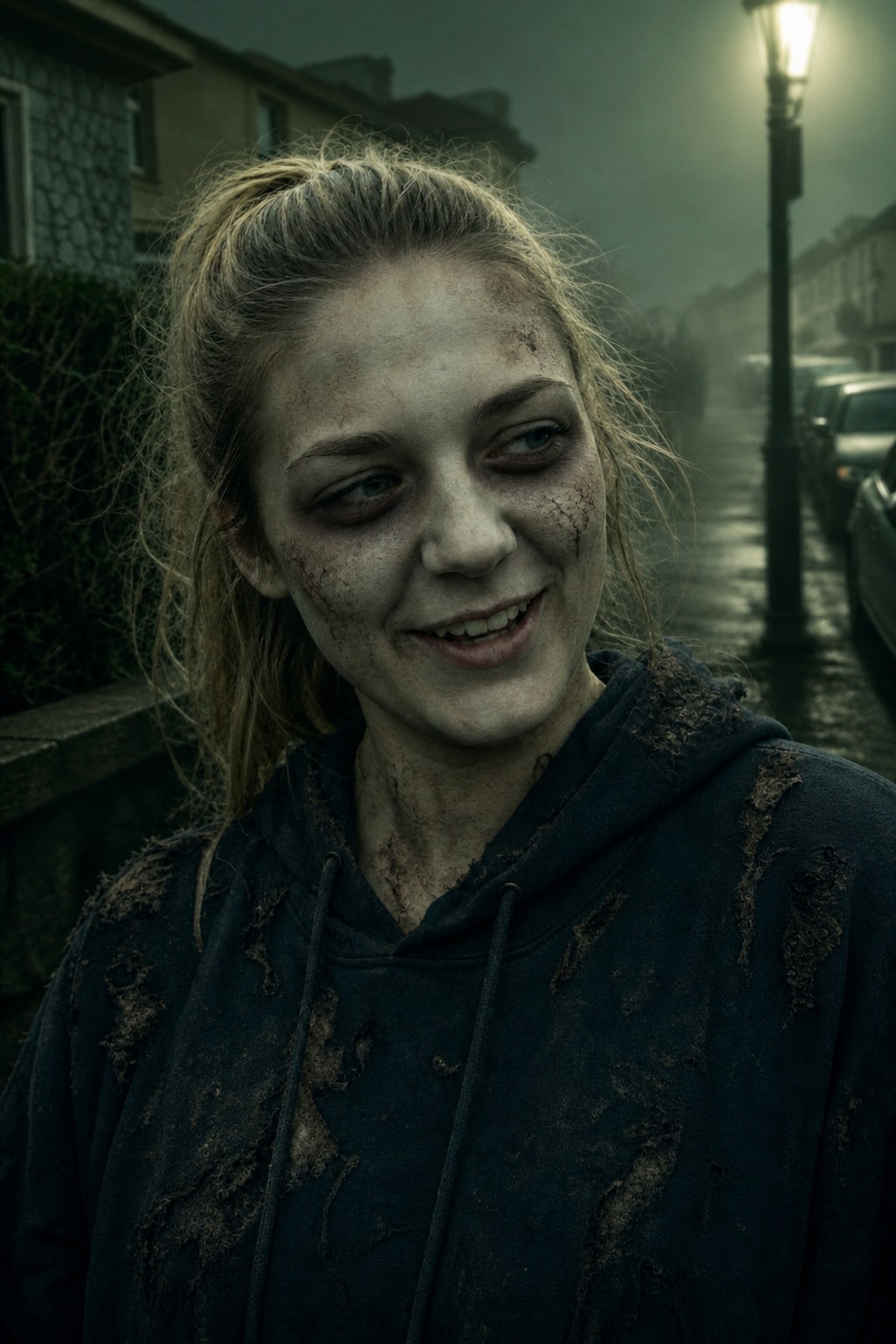 Zombie costume — special-effects makeup — After