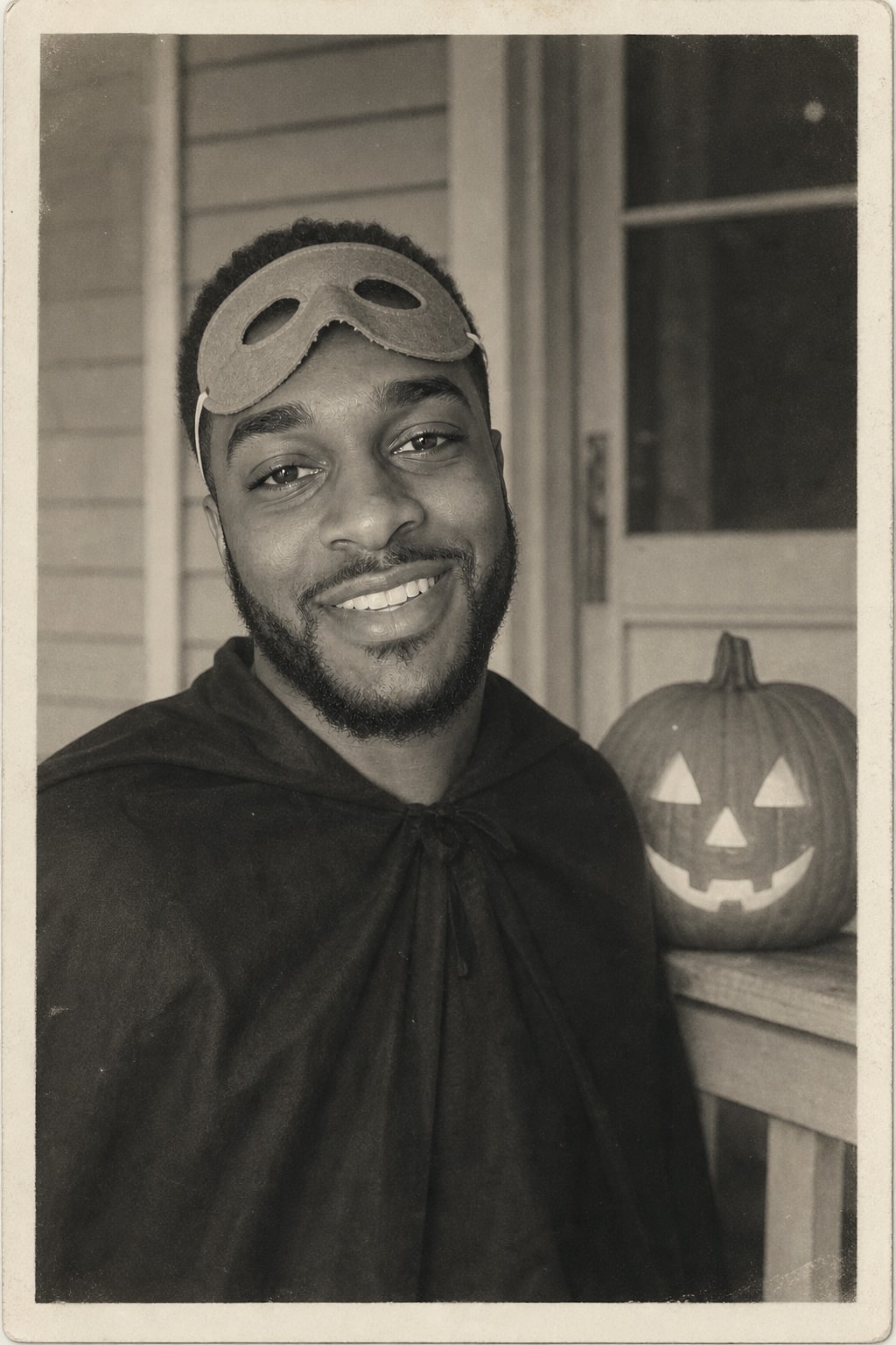Vintage Halloween photo — 1950s black-and-white snapshot — After