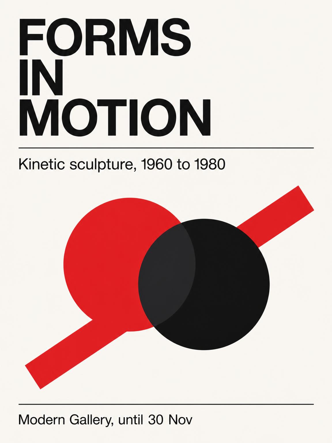 Swiss-style art exhibition poster generated from one text prompt