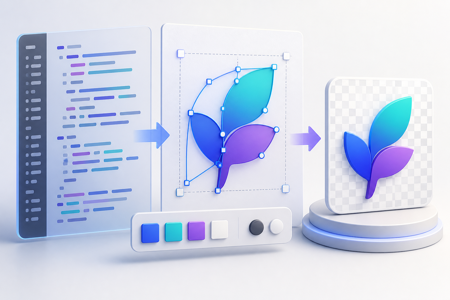 Abstract SVG source repair before clean PNG export